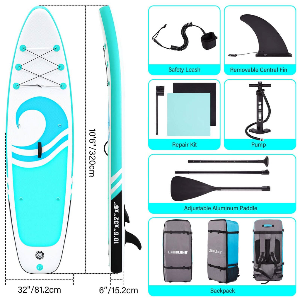 Planches à pagaie de 320 x 81 x 15 cm pour adultes avec accessoires de SUP et sac à dos de qualité supérieure