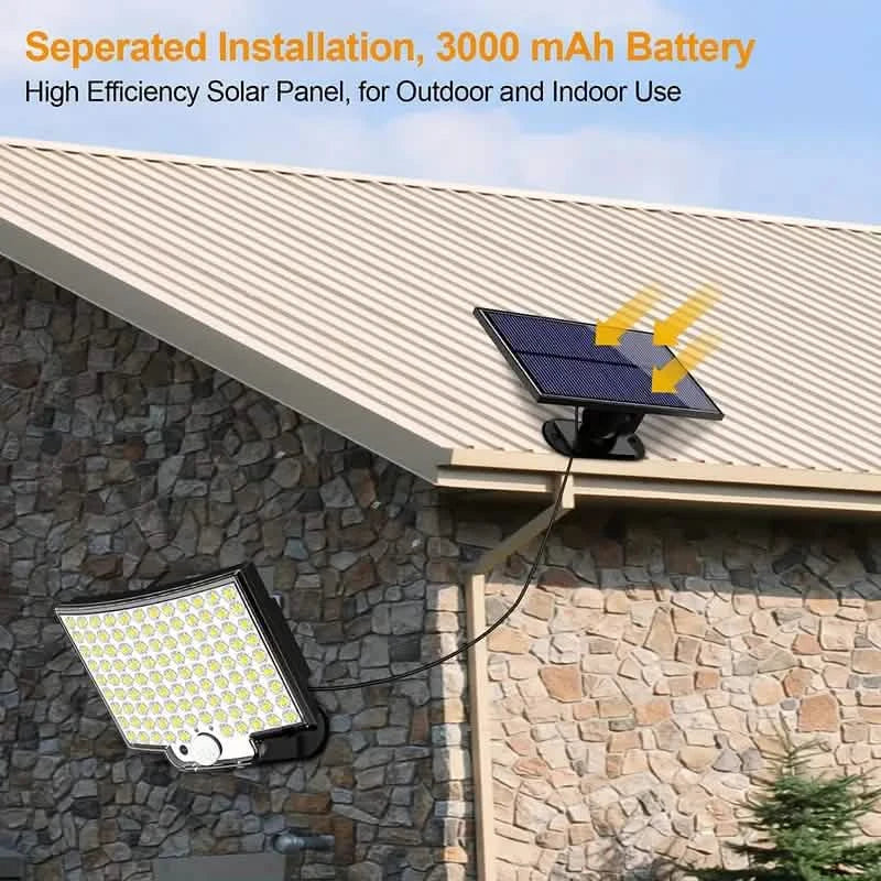 Lampe murale de jardin solaire à capteur de mouvement super lumineuse 106 LED