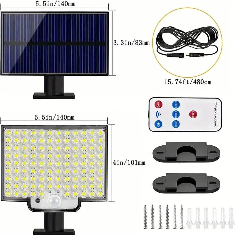 Lampe murale de jardin solaire à capteur de mouvement super lumineuse 106 LED