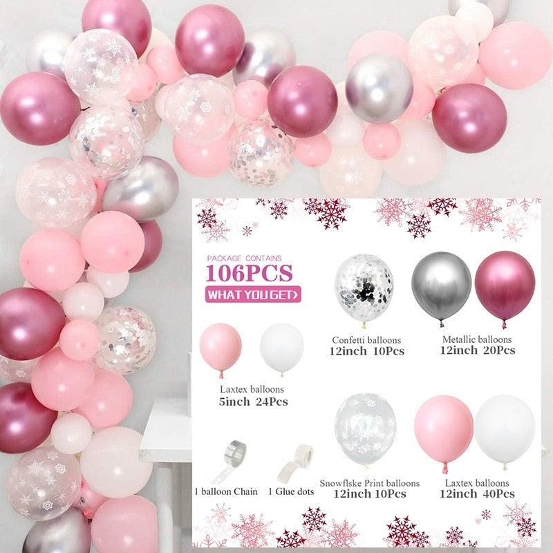 Ballons d'anniversaire flocon de neige bleu 106 pièces, décorations de fête sur le thème de la neige et de la glace, ballons pour bébé, Noël d'hiver, Nouvel An, mariage et fête d'anniversaire