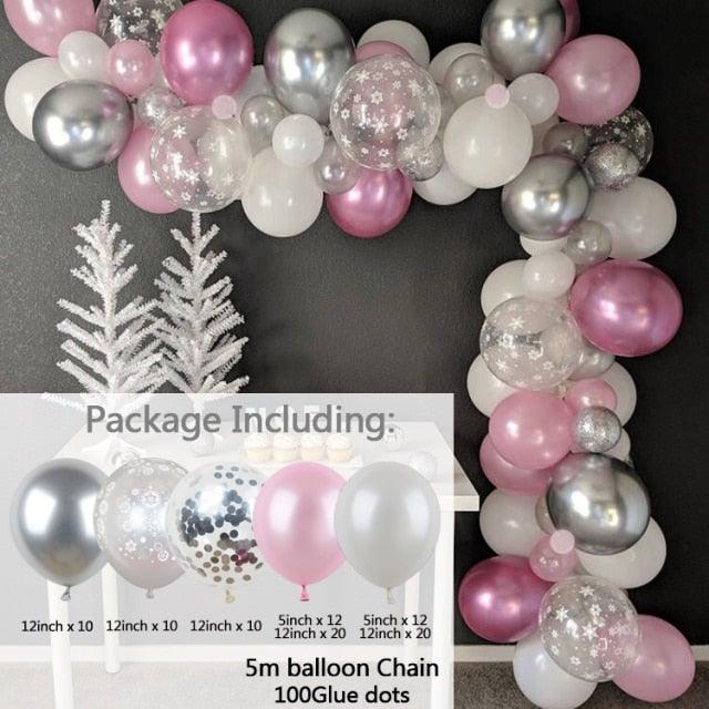 Ballons d'anniversaire flocon de neige bleu 106 pièces, décorations de fête sur le thème de la neige et de la glace, ballons pour bébé, Noël d'hiver, Nouvel An, mariage et fête d'anniversaire