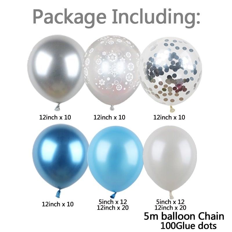 Ballons d'anniversaire flocon de neige bleu 106 pièces, décorations de fête sur le thème de la neige et de la glace, ballons pour bébé, Noël d'hiver, Nouvel An, mariage et fête d'anniversaire