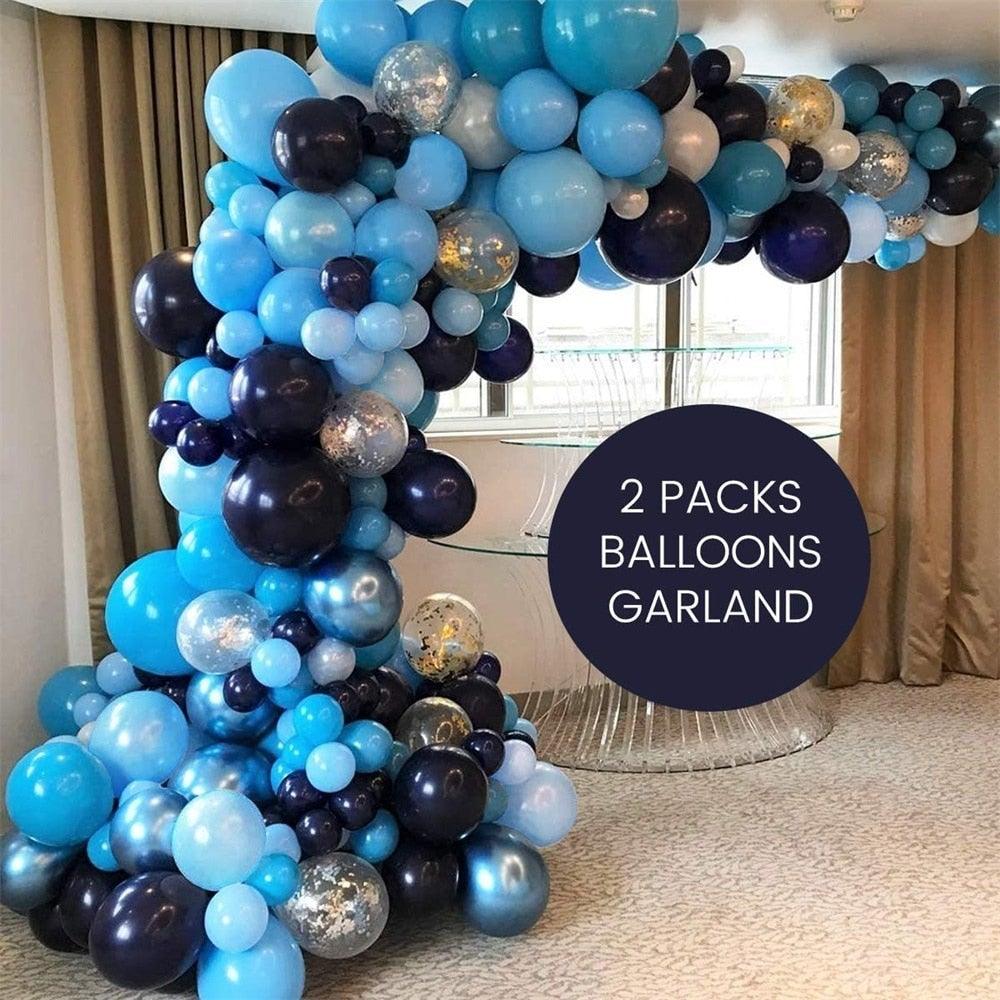 106 Ballons Kit Guirlande Arche Bleu Rétro Confettis pour Baby Shower Mariage Anniversaire Fête Ballon Décoration Fête