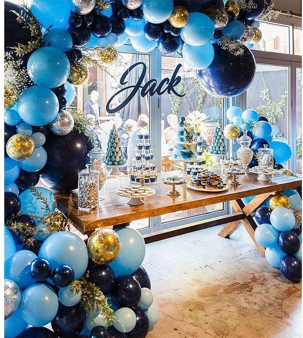 106 Ballons Kit Guirlande Arche Bleu Rétro Confettis pour Baby Shower Mariage Anniversaire Fête Ballon Décoration Fête