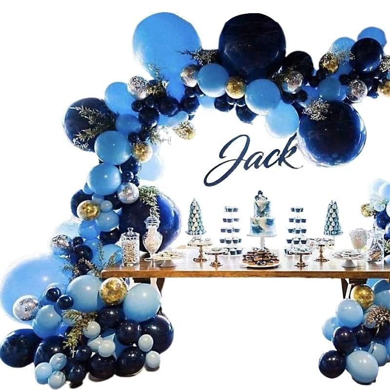 106 Ballons Kit Guirlande Arche Bleu Rétro Confettis pour Baby Shower Mariage Anniversaire Fête Ballon Décoration Fête