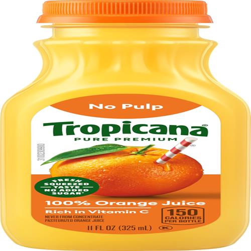 Jus d'orange Tropicana Pure Premium 100% Original, sans pulpe, portion individuelle, bouteille de 325 ml