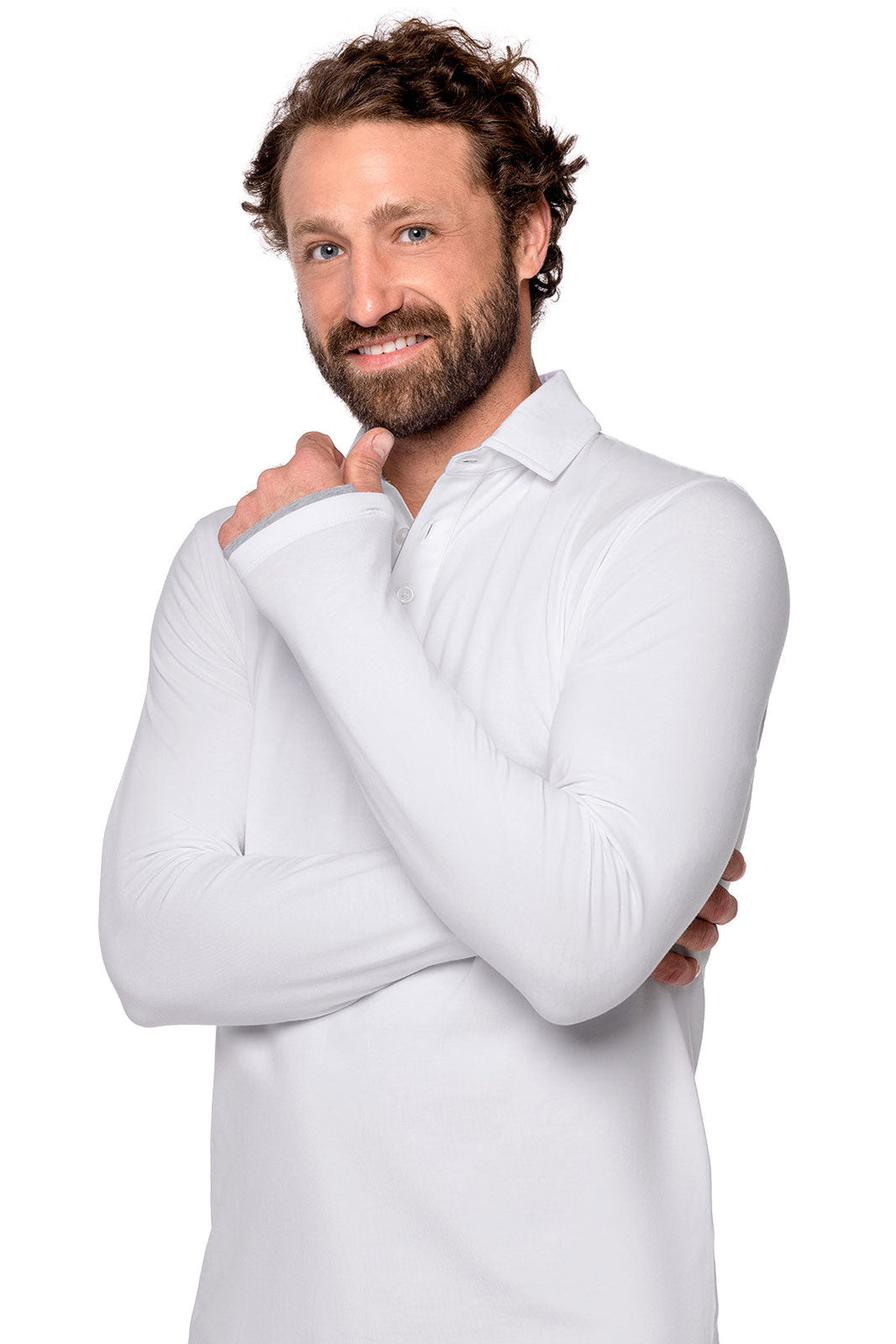 Polo Bal Harbour à manches longues et trous pour les pouces pour homme | Blanc