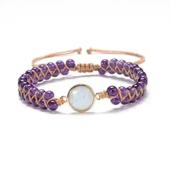 Bracelet à charms opale améthyste éclatante