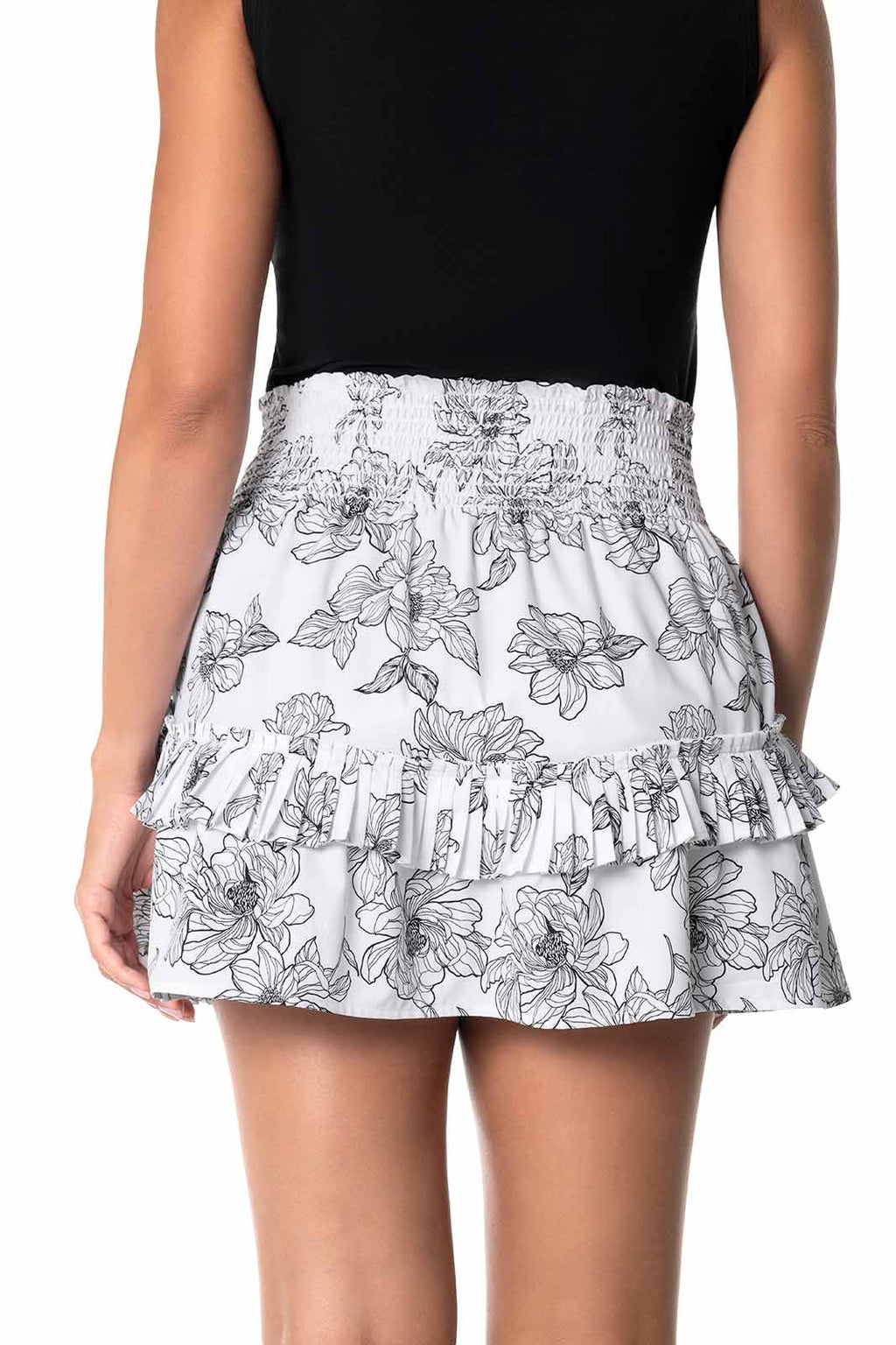 Jupe à volants Charlotte Bay pour femme | Blanc/Noir Perfect Peony
