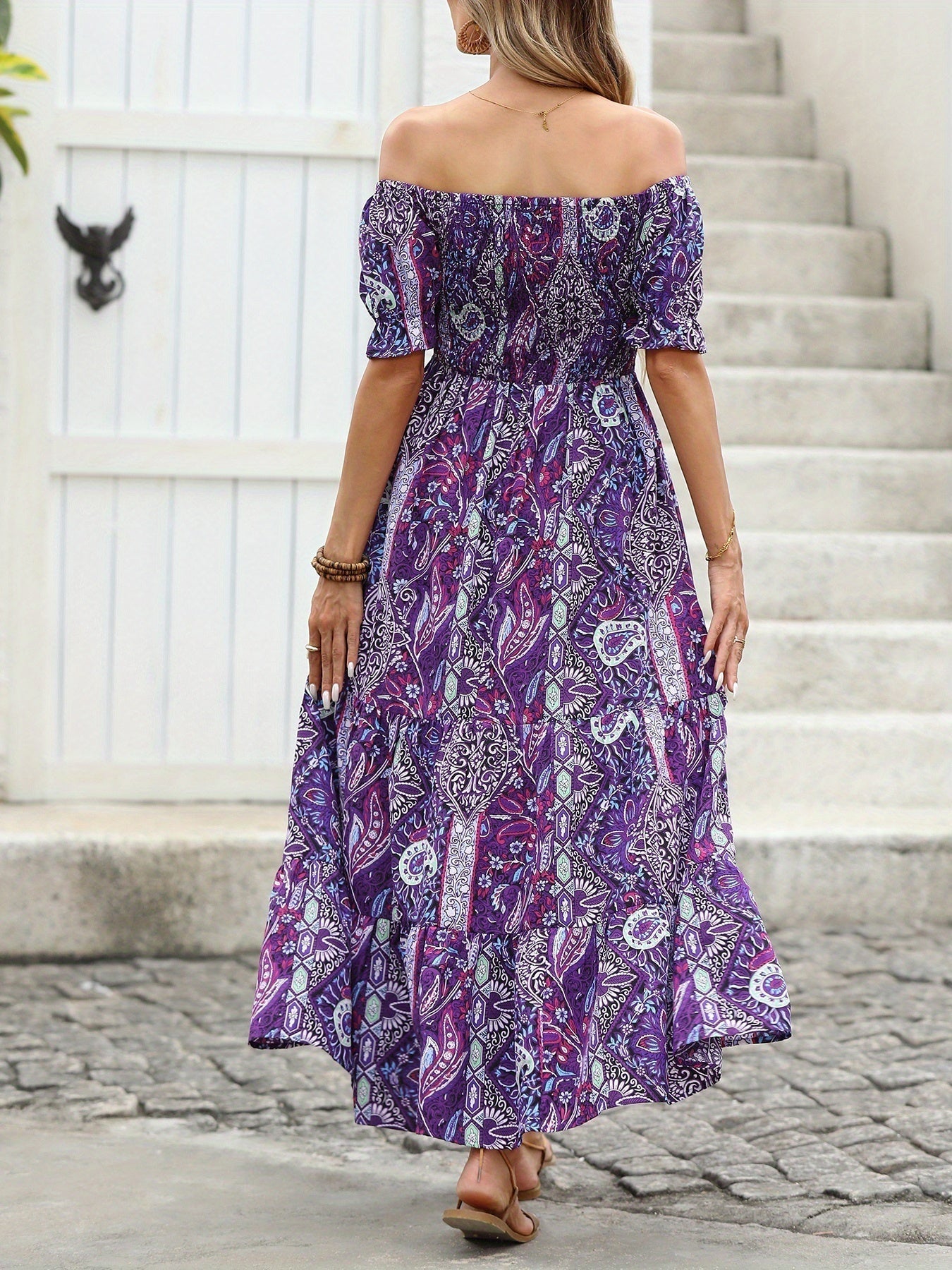 Robe longue asymétrique à imprimé cachemire pour femme