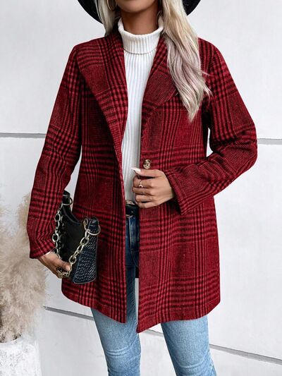 Veste boutonnée à col écossais et manches longues pour femme – Un vêtement d'extérieur classique et léger pour tous les jours