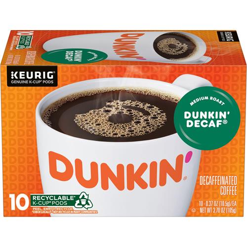 Café Décaféiné Torréfaction Moyenne Dunkin, 10 capsules K-Cup Keurig
