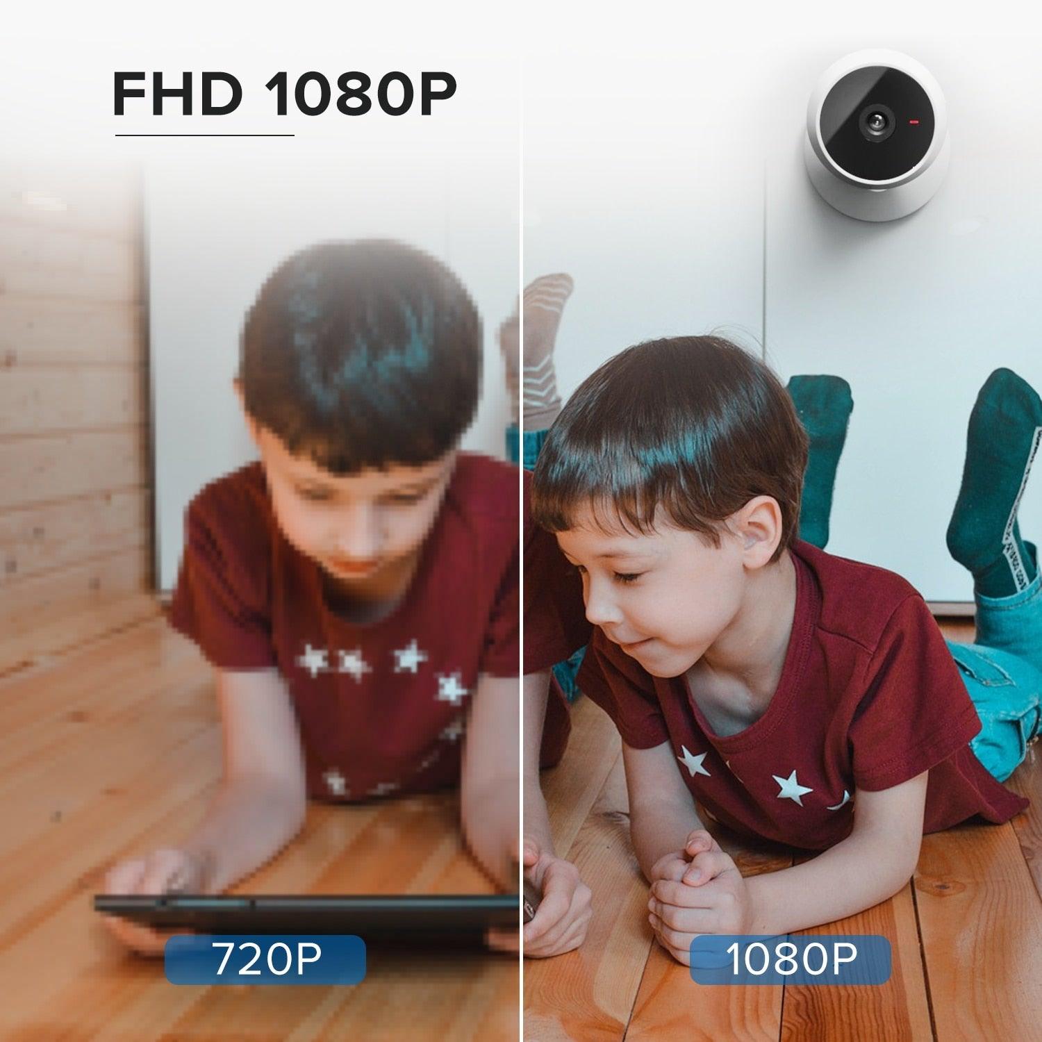 Caméra IP WiFi 1080P, Caméra de surveillance intérieure, Moniteur bébé, Mini Caméra de sécurité à domicile, Détection de mouvement avec vision nocturne, Détection humaine par IA, Zone d'activité
