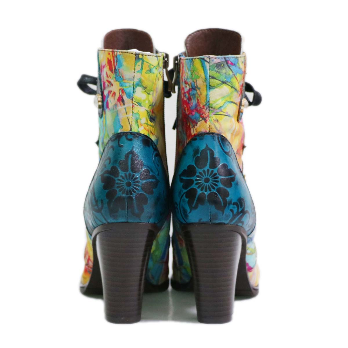 Bottes en cuir rétro peintes à la main