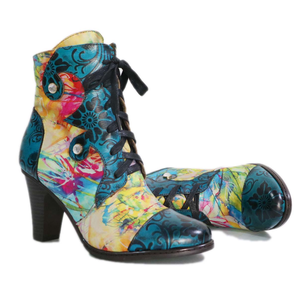 Bottes en cuir rétro peintes à la main