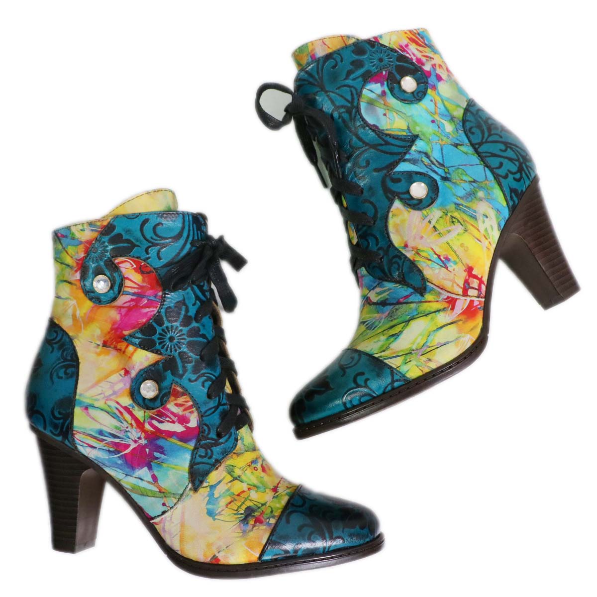 Bottes en cuir rétro peintes à la main