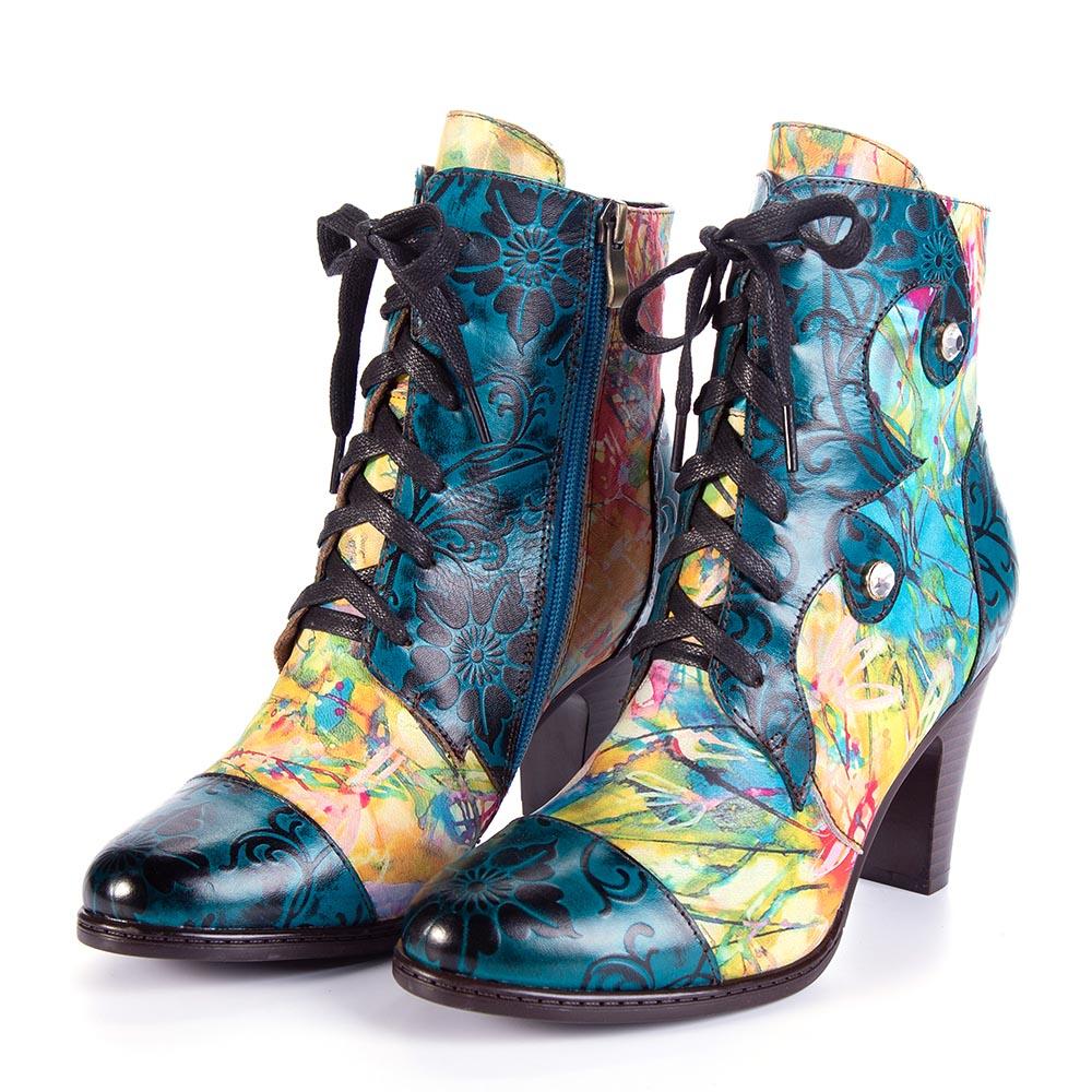 Bottes en cuir rétro peintes à la main
