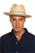 Surf Club Homme - Fedora Tressé Main Bande Rayures Rugby | Naturel