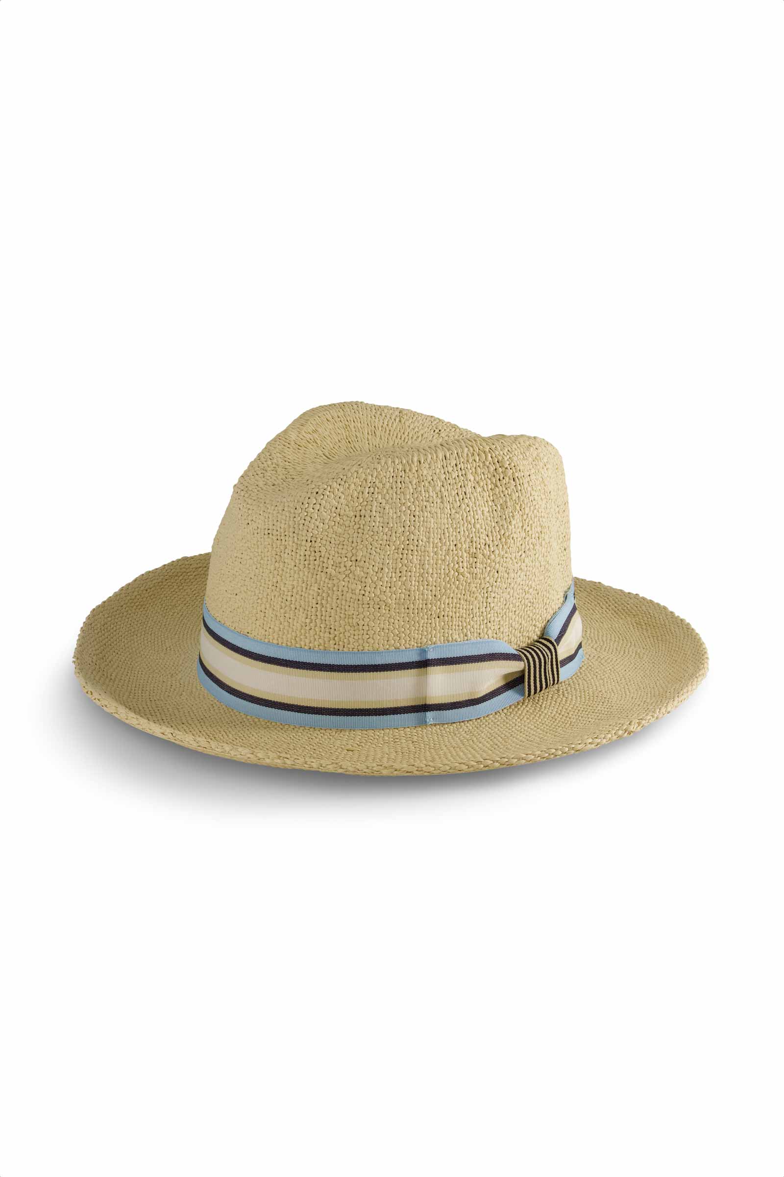 Surf Club Homme - Fedora Tressé Main Bande Rayures Rugby | Naturel