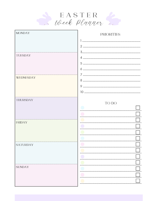 Printable Easter Planner – 40-Page Canva Template for Meals, Baskets, Egg Hunts & More