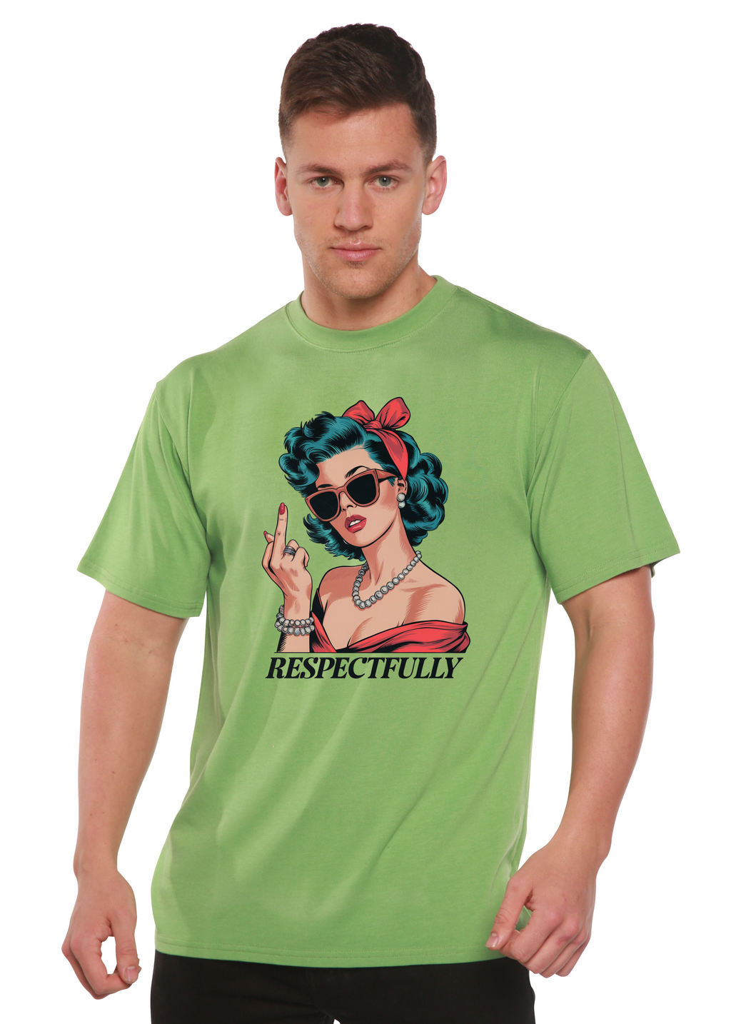 T-shirt unisexe en bambou et coton à motif « Respectfully Middle Finger »