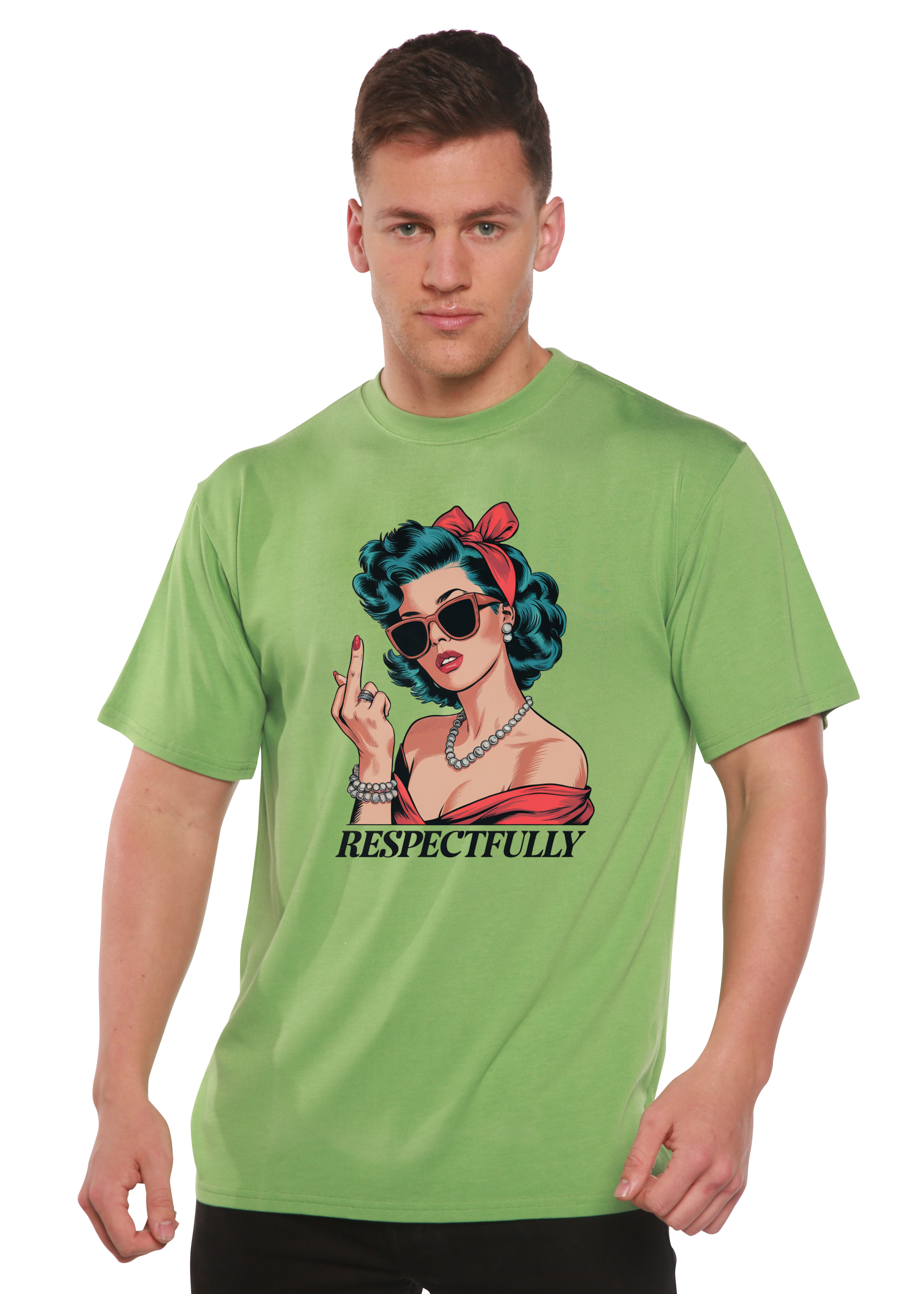 T-shirt unisexe en bambou et coton à motif « Respectfully Middle Finger »
