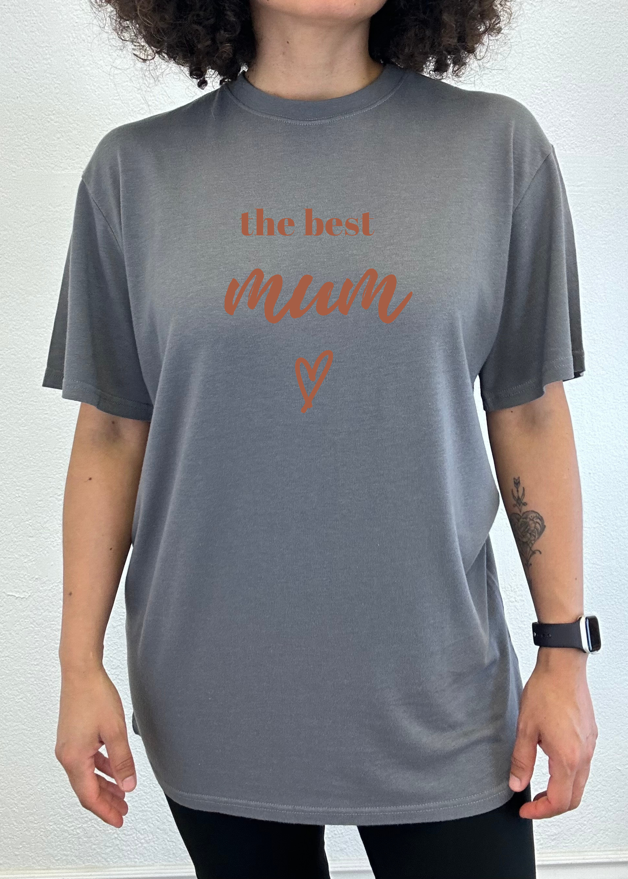 T-shirt unisexe en bambou-viscose/coton biologique à manches courtes avec motif "The Best Mum"