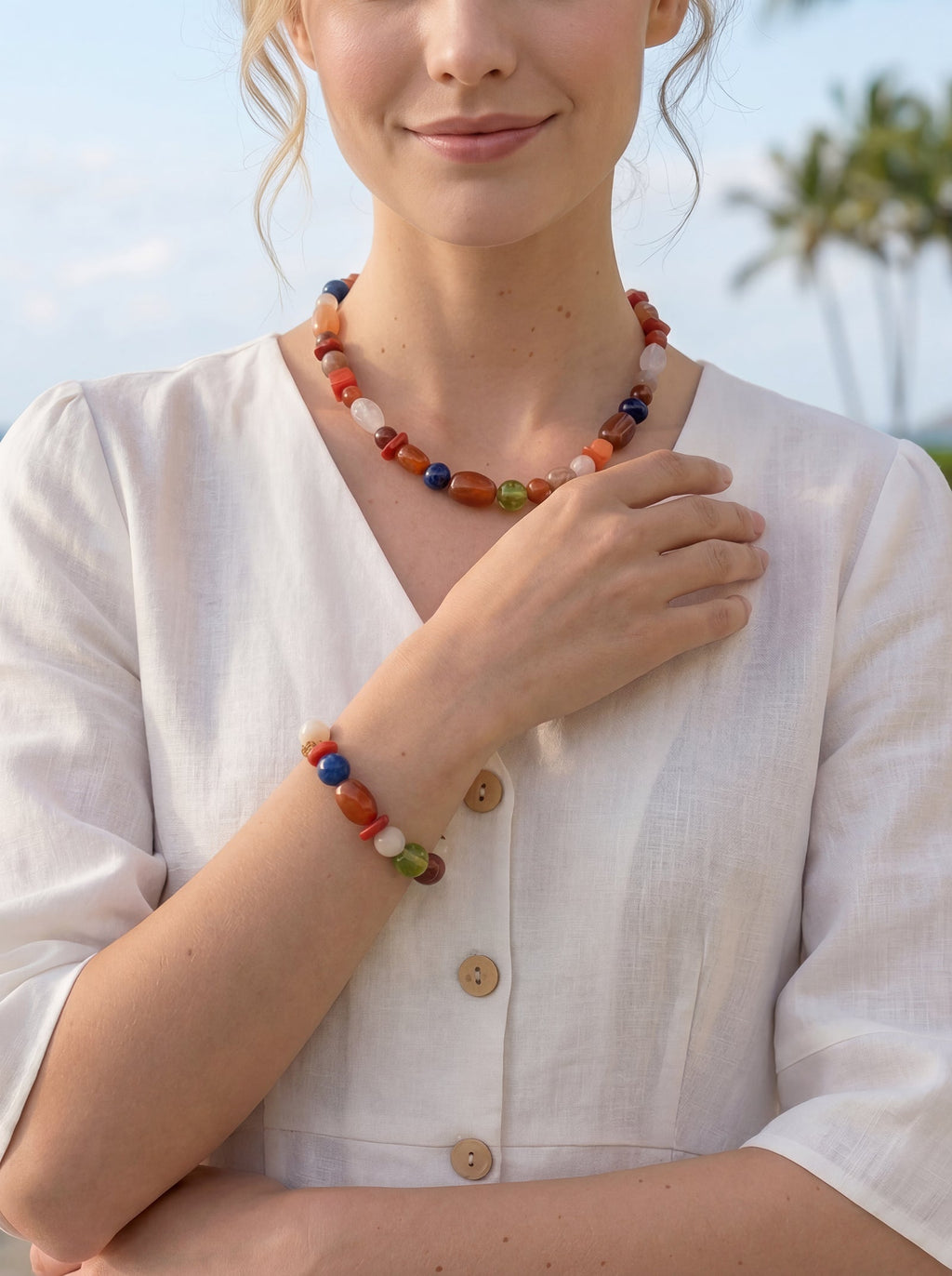 Bijoux cosmiques multicolores en perles