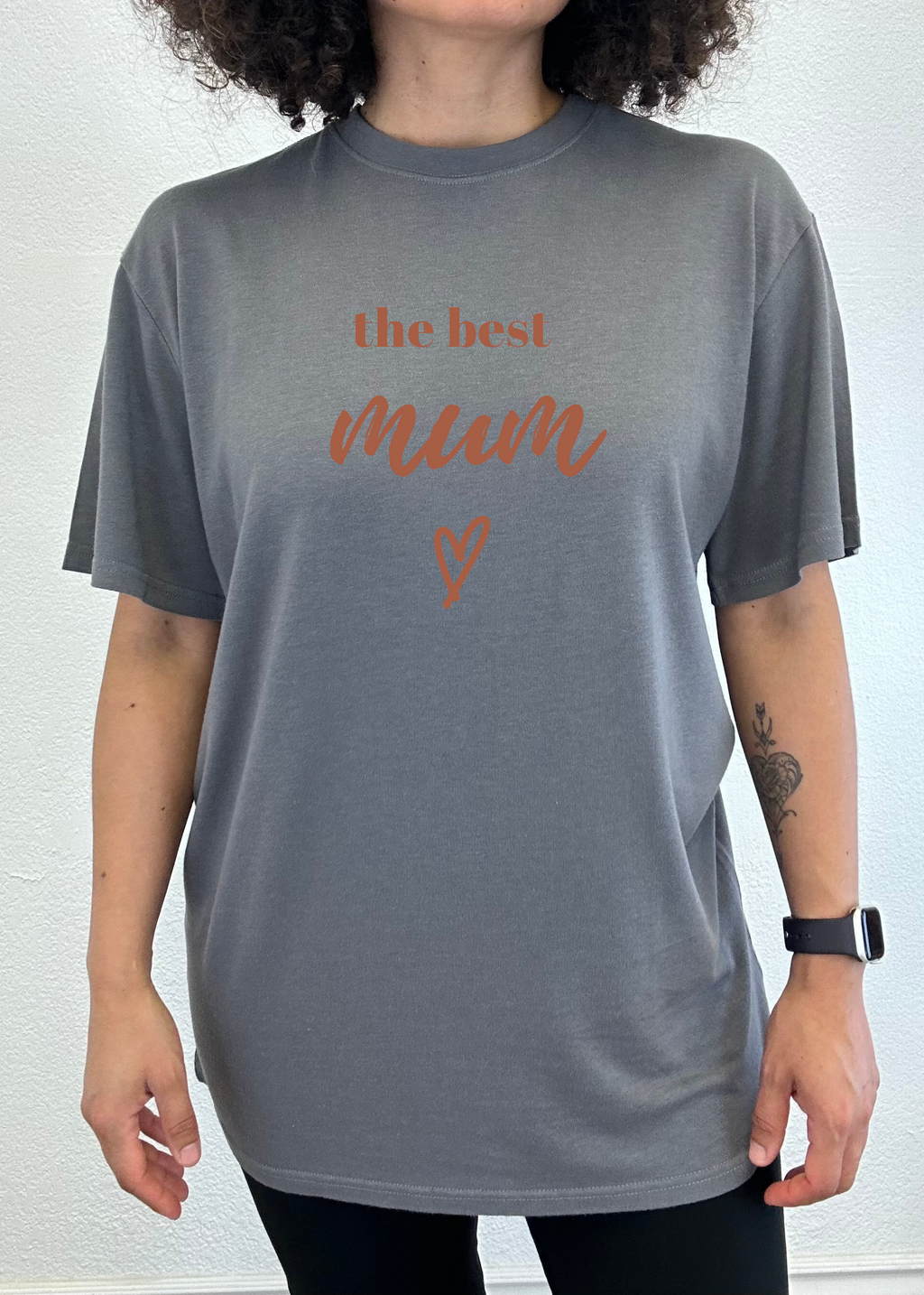 T-shirt unisexe en bambou-viscose/coton biologique à manches courtes avec motif "The Best Mum"