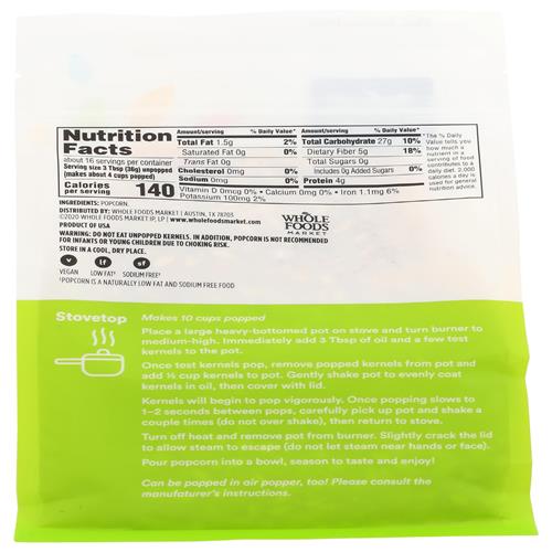 Whole Foods Market, Grains de maïs à éclater anciens, 20 oz