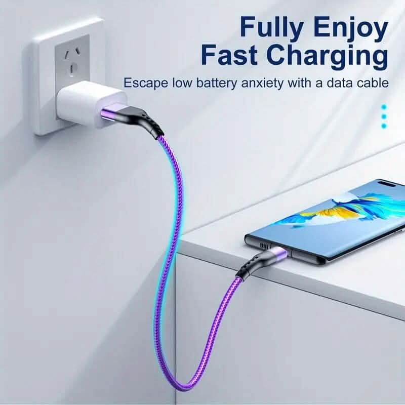 Câble USB-C de 3 mètres à chargement rapide avec indicateur DEL et transfert de données haute vitesse