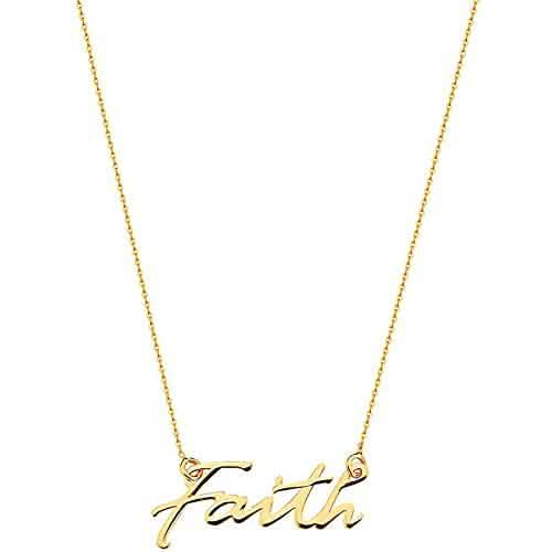 Collier Femme en Or 10K « Faith », ajustable de 16 à 18 po