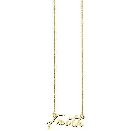Collier Femme en Or 10K « Faith », ajustable de 16 à 18 po
