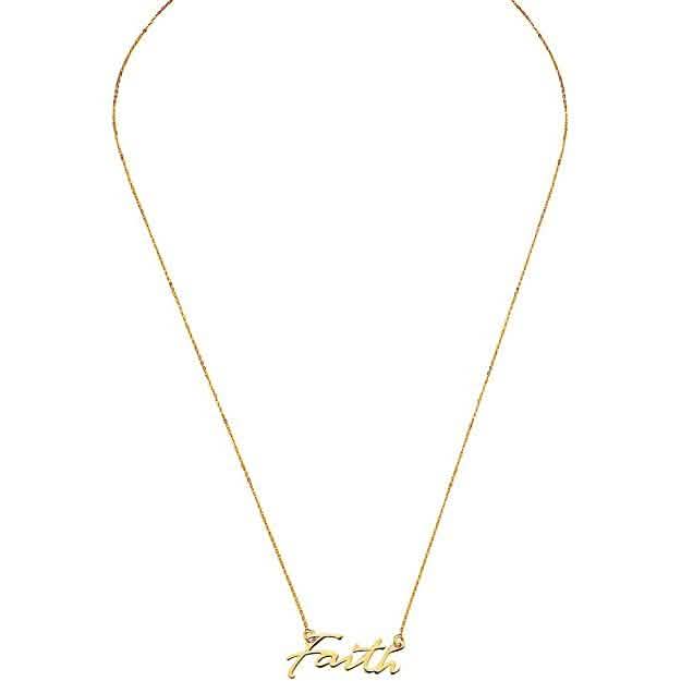 Collier Femme en Or 10K « Faith », ajustable de 16 à 18 po