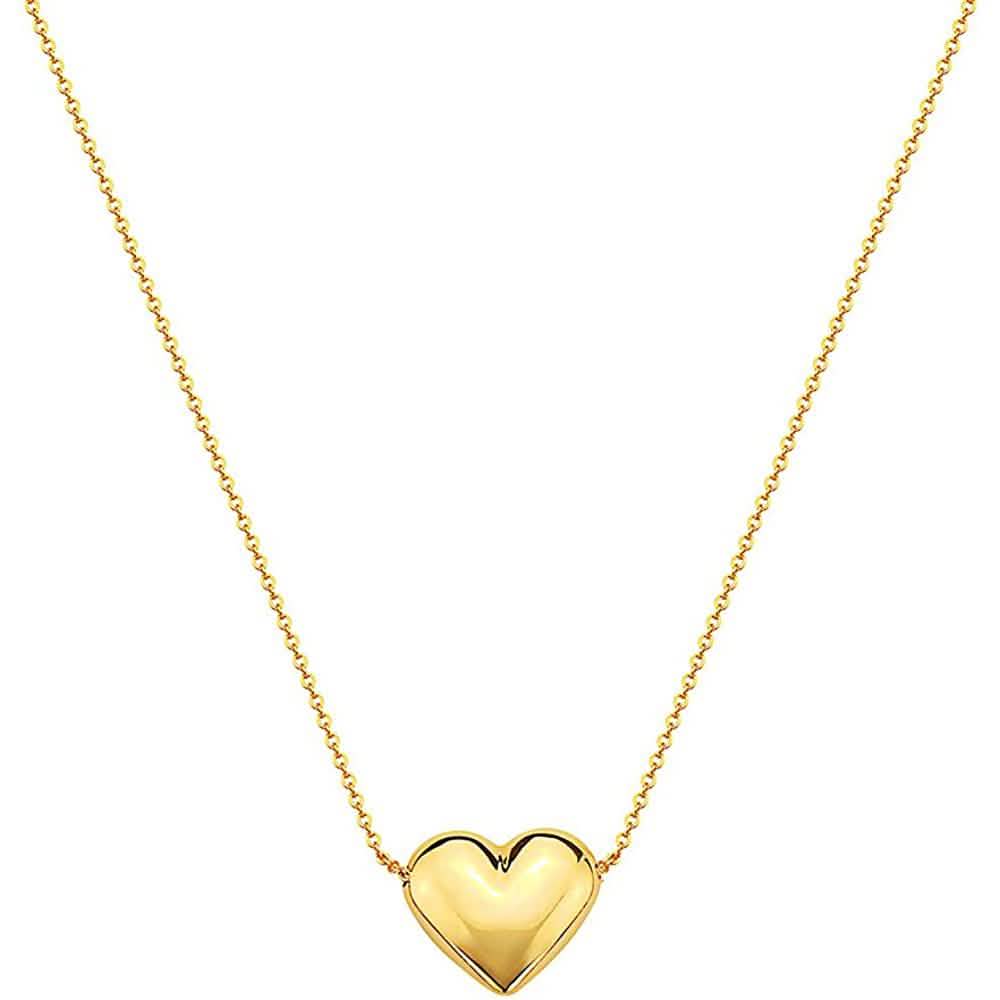 Collier Cœur Gonflé en Or 10K Réglable pour Femme