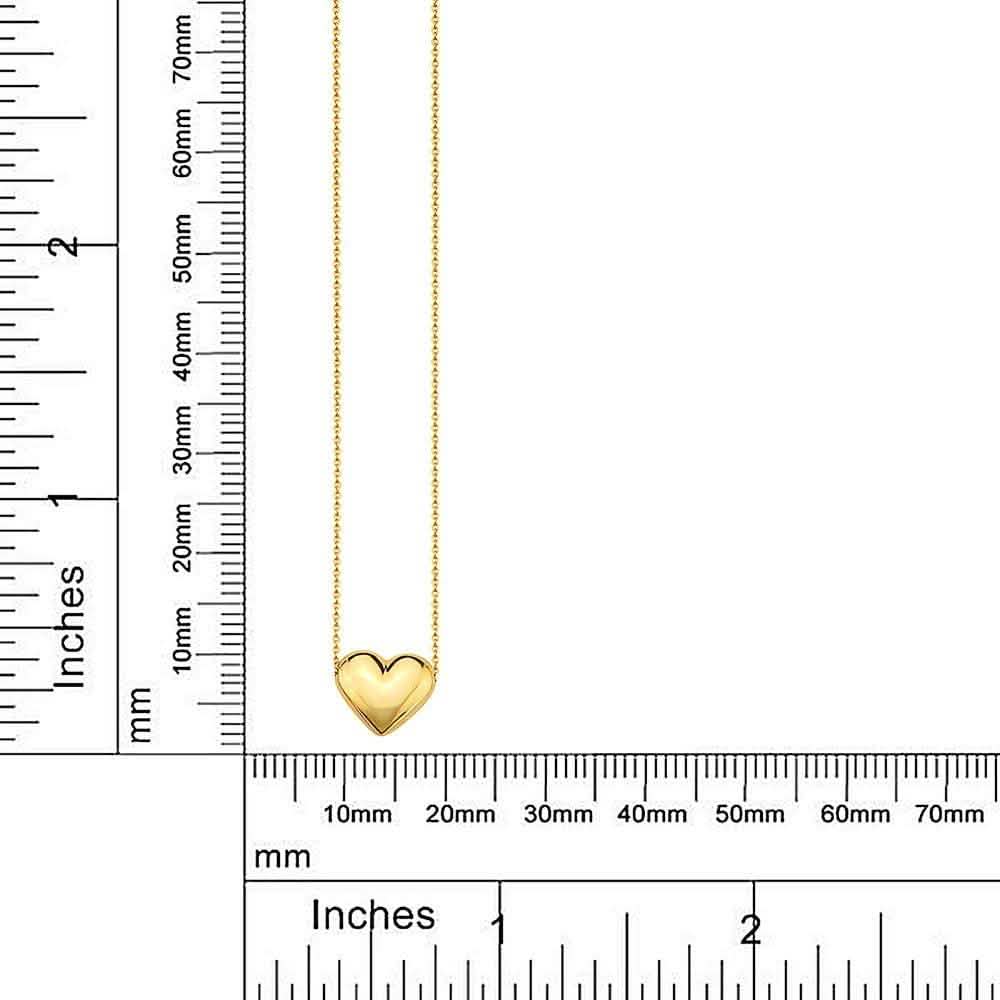 Collier Cœur Gonflé en Or 10K Réglable pour Femme