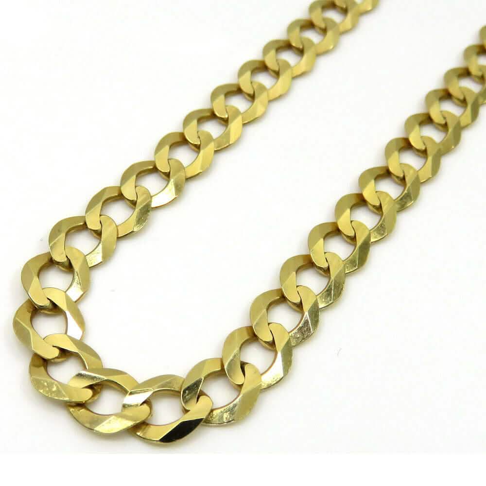 Collier pendentif chaîne gourmette cubaine or jaune massif 10K 7mm