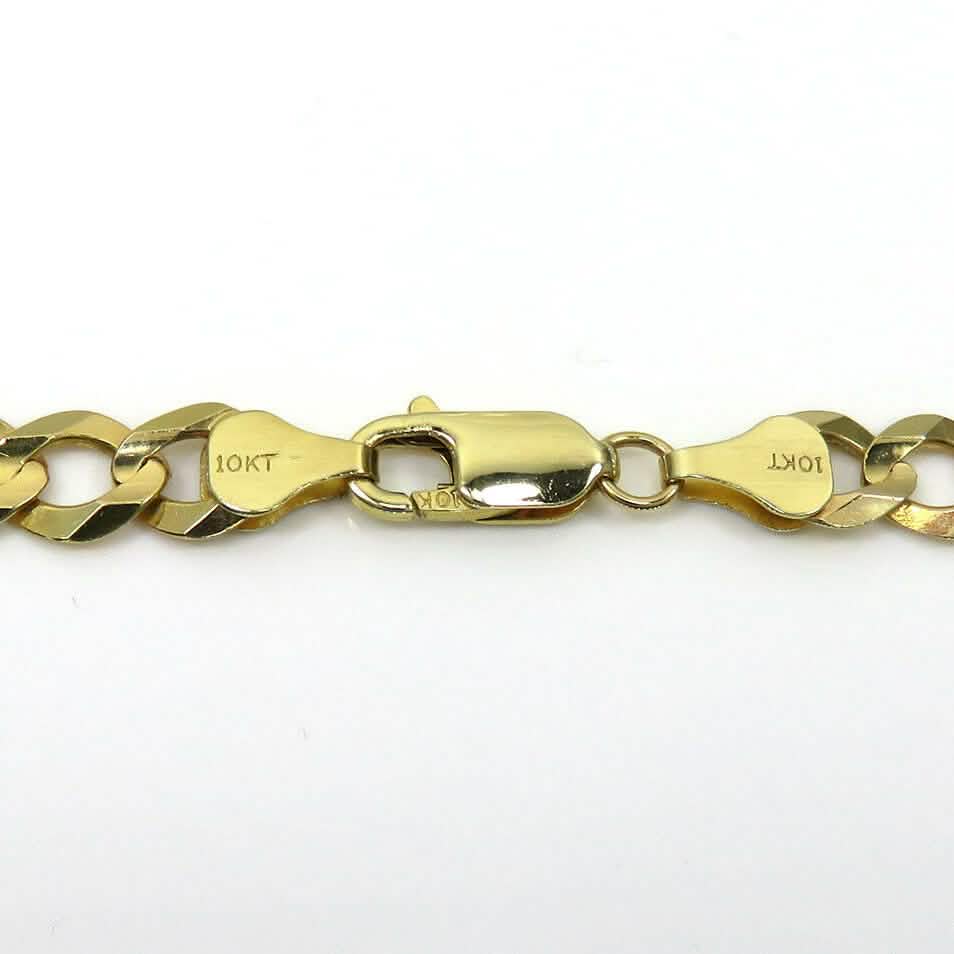 Collier pendentif chaîne gourmette cubaine or jaune massif 10K 7mm