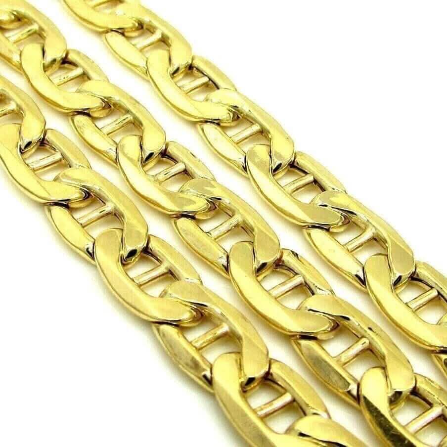Collier chaîne à maillons ancre marine en or jaune massif 10 carats