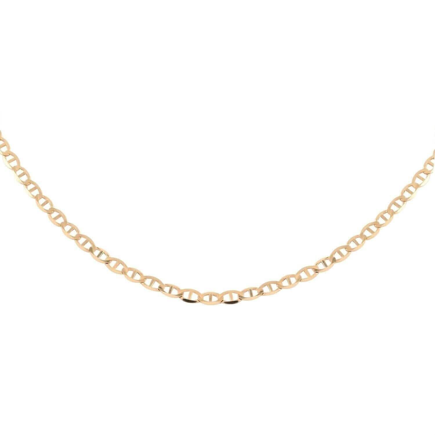 Collier chaîne à maillons ancre marine en or jaune massif 10 carats