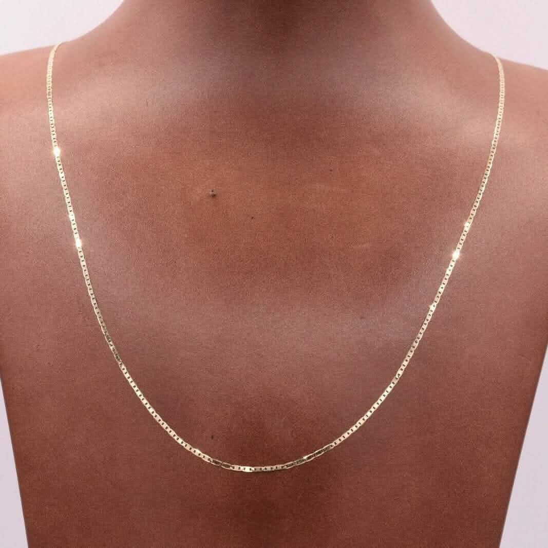 Collier chaîne à maillons ancre marine en or jaune massif 10 carats