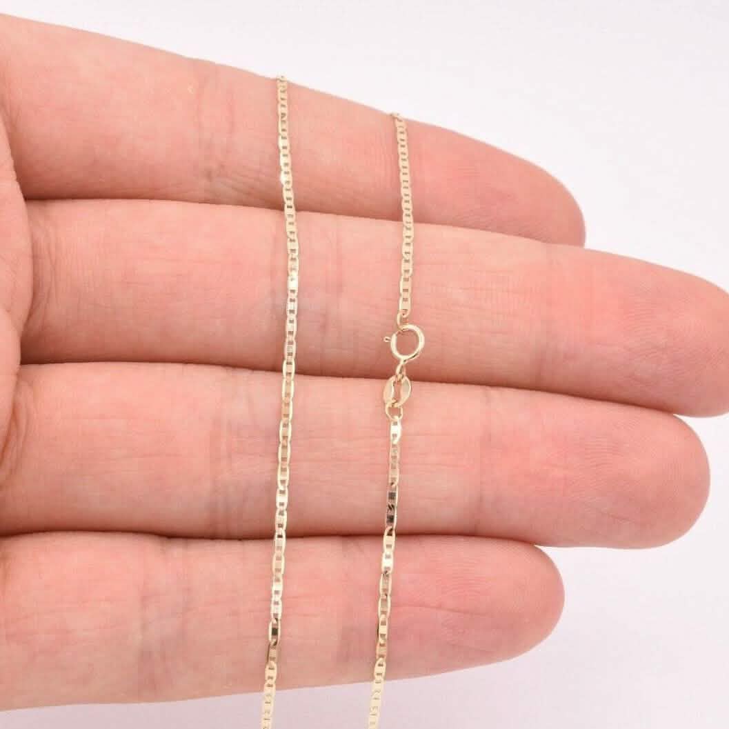 Collier chaîne à maillons ancre marine en or jaune massif 10 carats