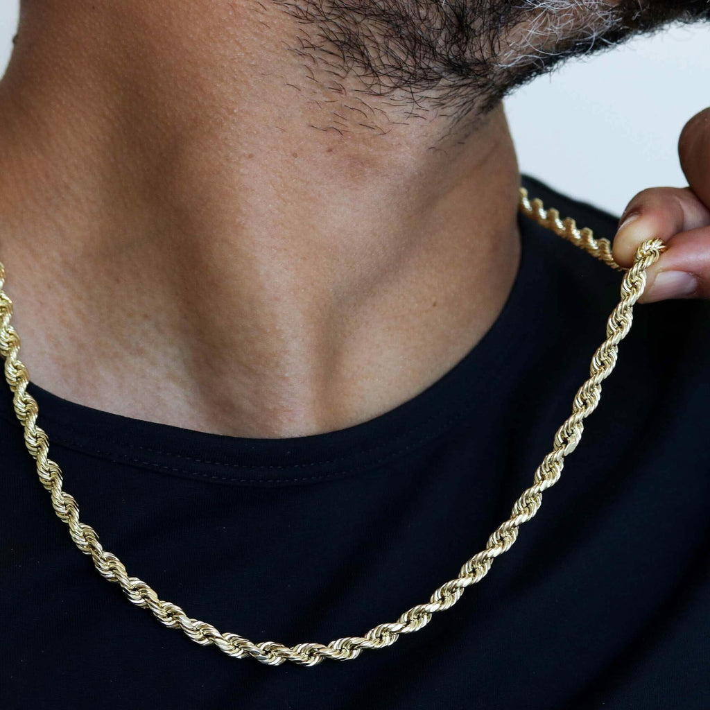 Collier chaîne torsadée en or jaune 10 carats, coupe diamant, 6 mm