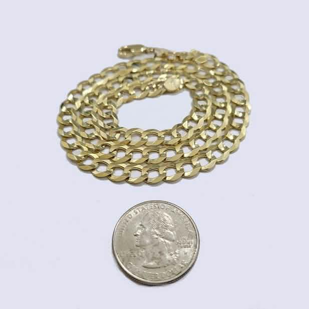 Chaîne gourmette cubaine de Miami en or jaune 10 carats, 6 mm