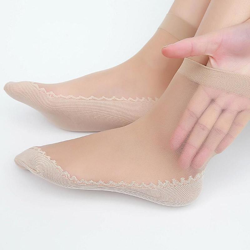 10 paires de chaussettes de haute qualité pour femmes en velours et soie, chaussettes printemps-été respirantes, fond en coton doux et absorbant, antidérapantes, chaussettes courtes pour femmes