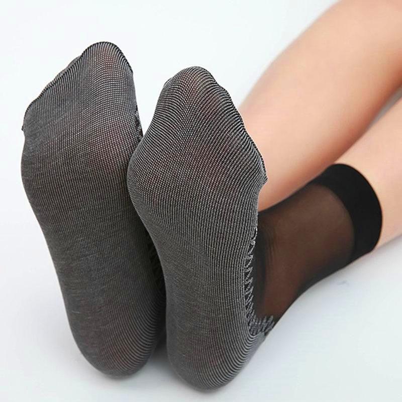 10 paires de chaussettes de haute qualité pour femmes en velours et soie, chaussettes printemps-été respirantes, fond en coton doux et absorbant, antidérapantes, chaussettes courtes pour femmes