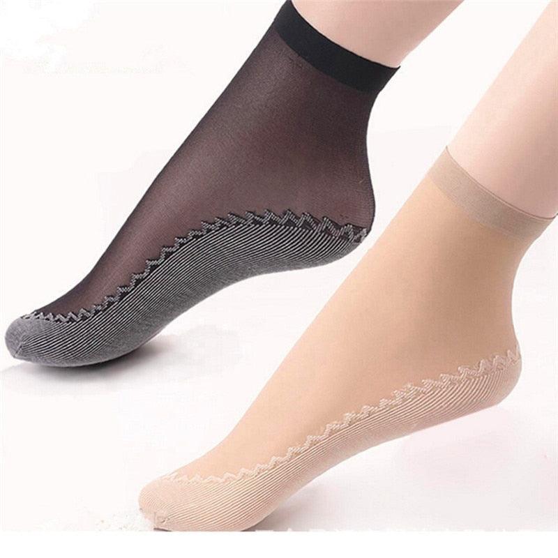 10 paires de chaussettes de haute qualité pour femmes en velours et soie, chaussettes printemps-été respirantes, fond en coton doux et absorbant, antidérapantes, chaussettes courtes pour femmes