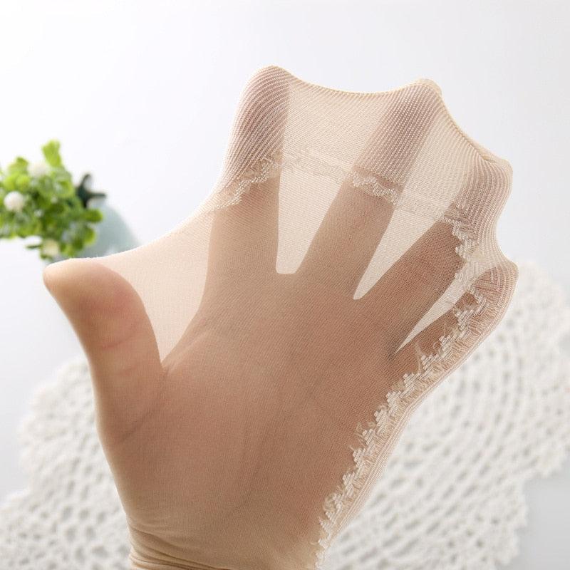10 paires de chaussettes de haute qualité pour femmes en velours et soie, chaussettes printemps-été respirantes, fond en coton doux et absorbant, antidérapantes, chaussettes courtes pour femmes