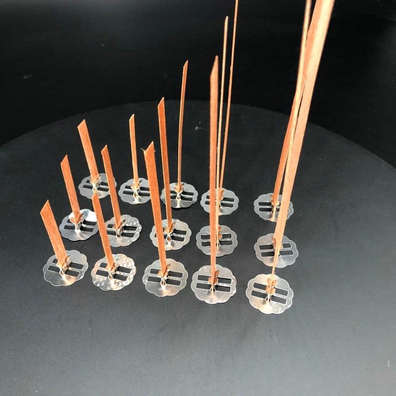 10 mèches de bougie en bois de 6 à 13 cm avec support en métal pour bougies faites à la main, mèches en bois pour bougies en cire de soja ou paraffine, pour fabrication de bougies DIY