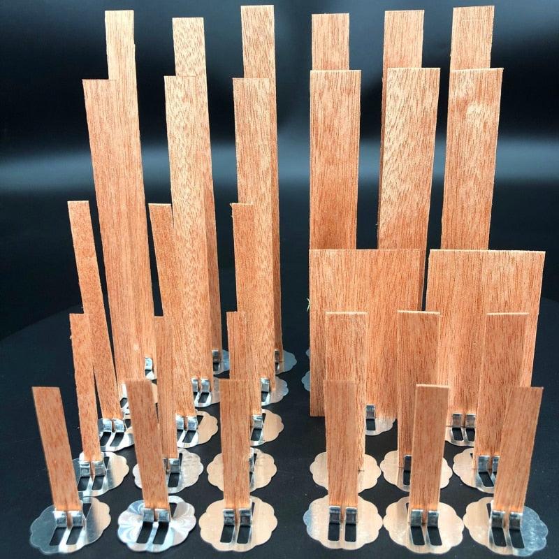 10 mèches de bougie en bois de 6 à 13 cm avec support en métal pour bougies faites à la main, mèches en bois pour bougies en cire de soja ou paraffine, pour fabrication de bougies DIY